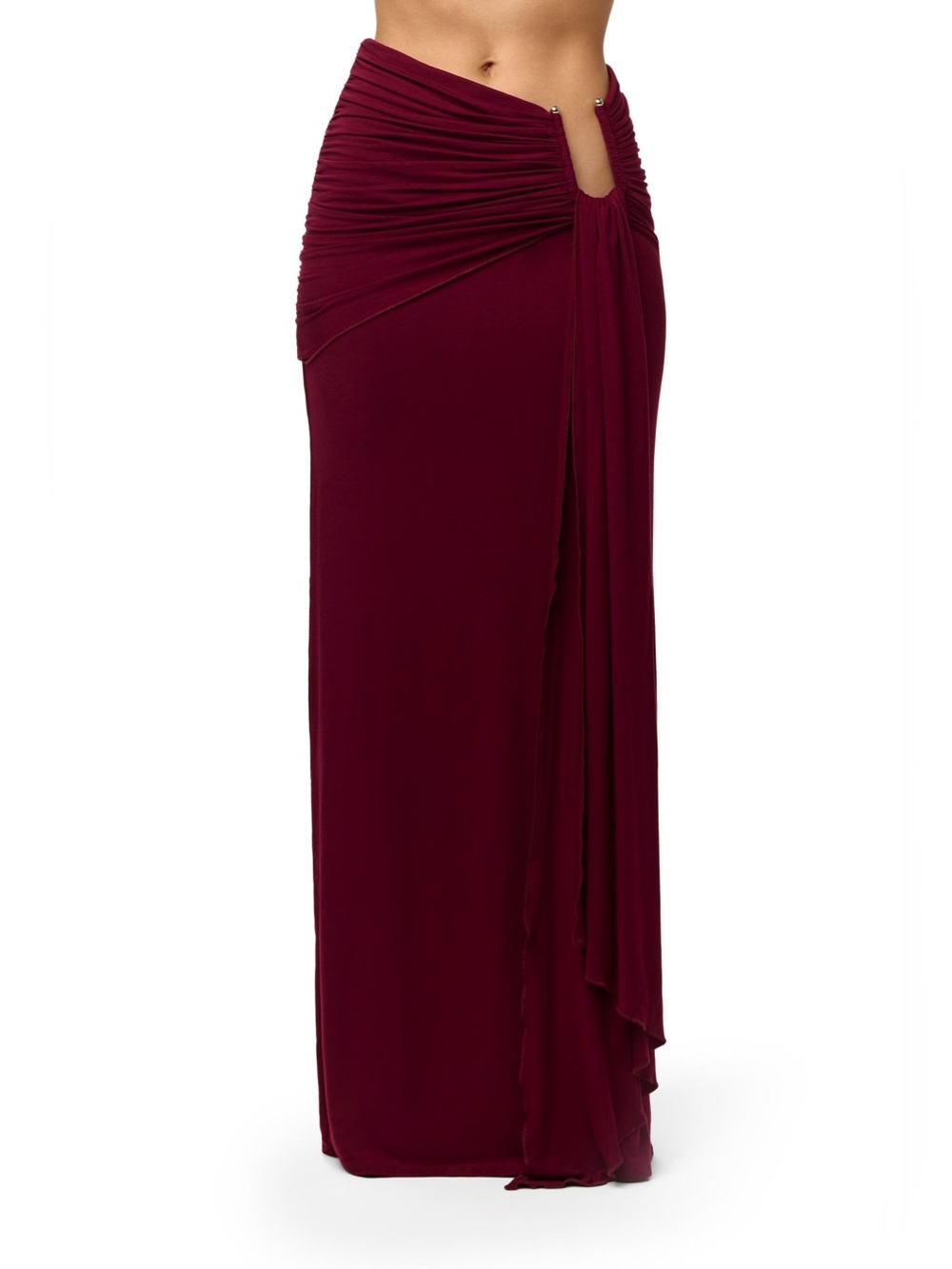 Naked Wardrobe U-Wire Ruched Maxi Skirt Sangria
